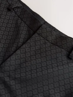 Zwart - Slim Fit Jacquard Suit Trousers