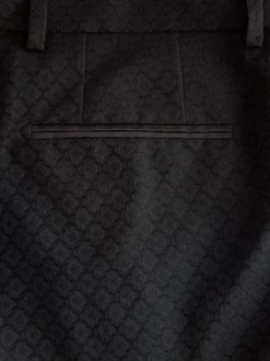 Zwart - Slim Fit Jacquard Suit Trousers