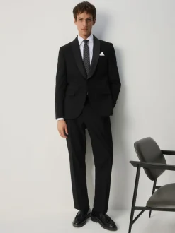 Zwart - Slim Fit Sequin Tuxedo Suit Jacket