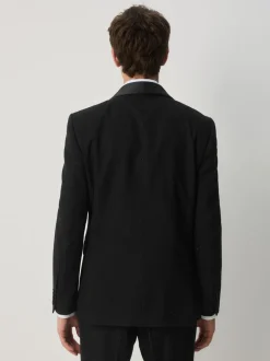Zwart - Slim Fit Sequin Tuxedo Suit Jacket