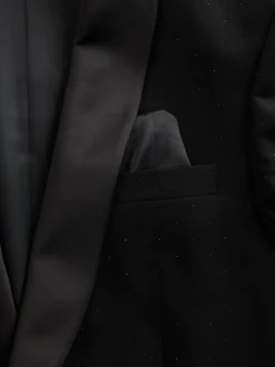 Zwart - Slim Fit Sequin Tuxedo Suit Jacket