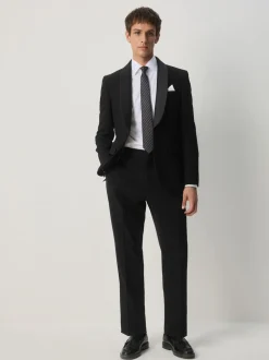 Zwart - Slim Fit Sequin Tuxedo Suit Trousers