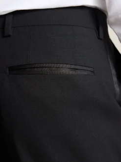 Zwart - Slim Fit Signature Nova Fides 100% Italian Wool Tuxedo Suit Trousers