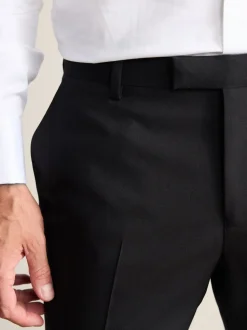 Zwart - Slim Fit Signature Nova Fides 100% Italian Wool Tuxedo Suit Trousers