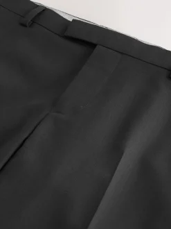 Zwart - Slim Fit Signature Nova Fides 100% Italian Wool Tuxedo Suit Trousers