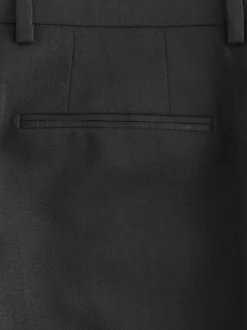 Zwart - Slim Fit Signature Nova Fides 100% Italian Wool Tuxedo Suit Trousers