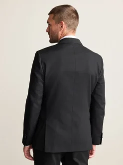 Zwart - Slim Fit Signature Nova Fides 100% Italian Wool Tuxedo Suit Jacket