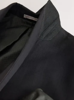 Zwart - Slim Fit Signature Nova Fides 100% Italian Wool Tuxedo Suit Jacket