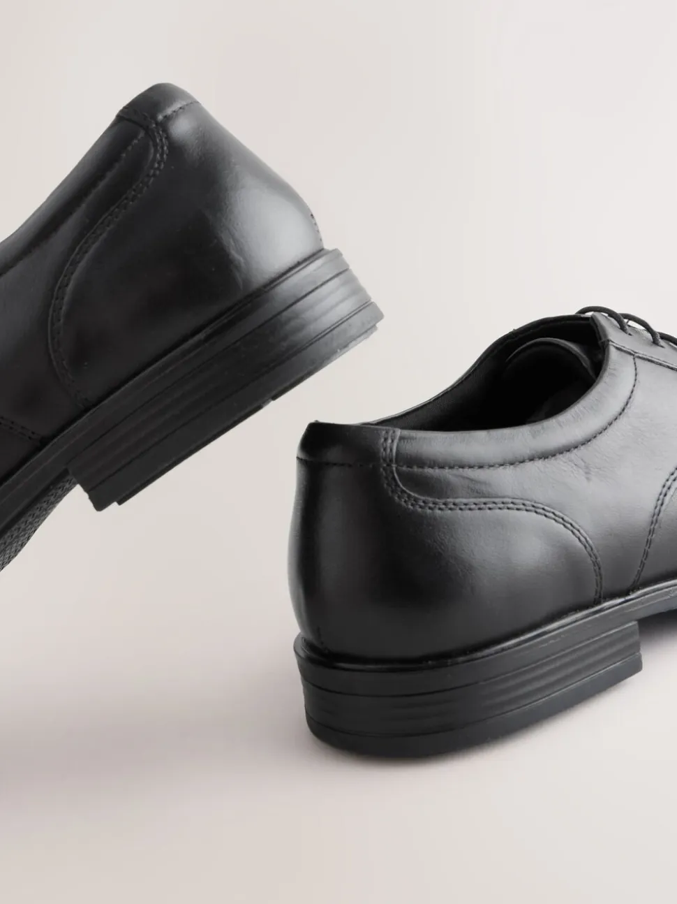 Zwart - Slim Panel Leather Shoes