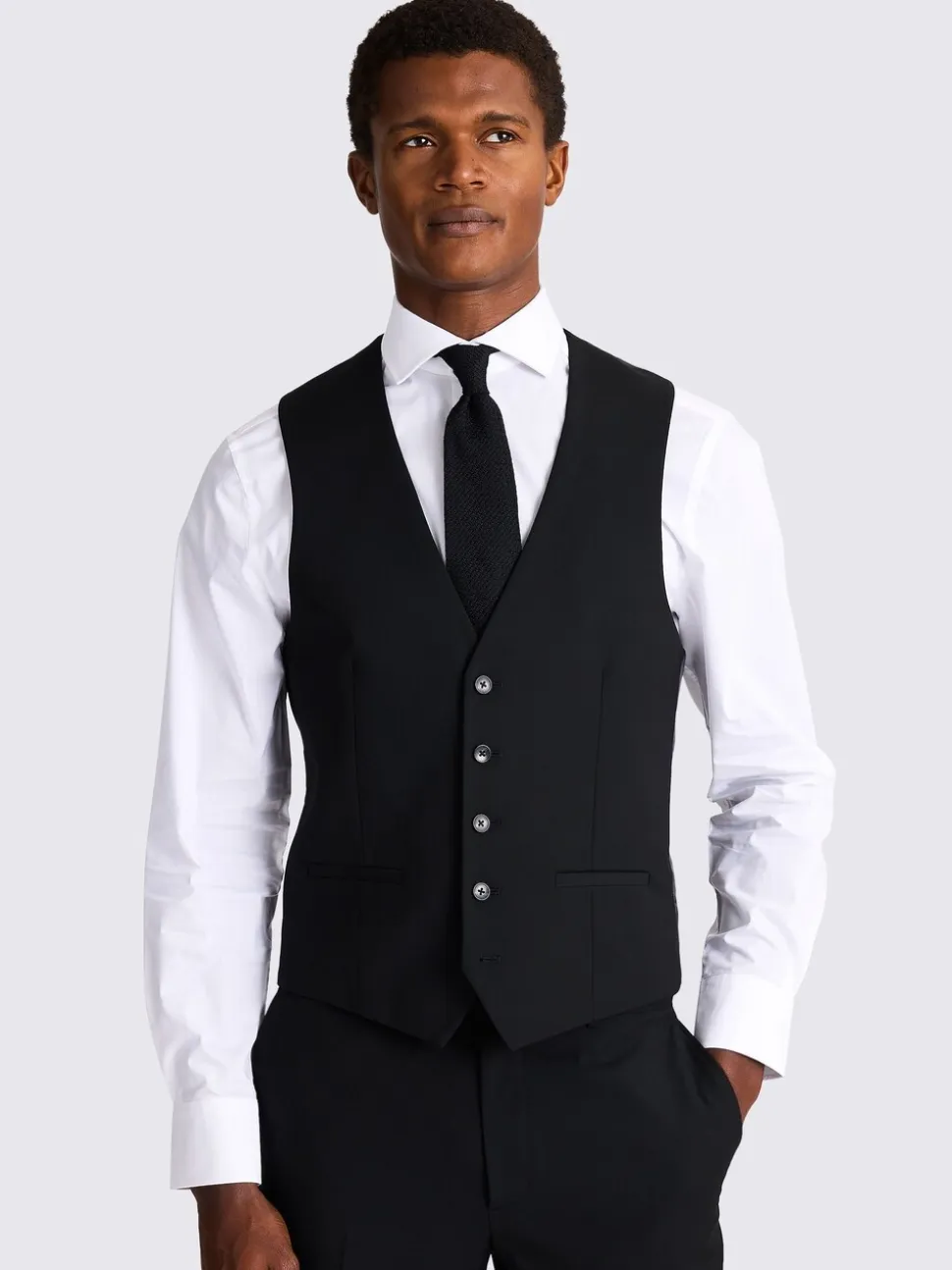 Zwart - Smal - MOSS Stretch Suit Waistcoat