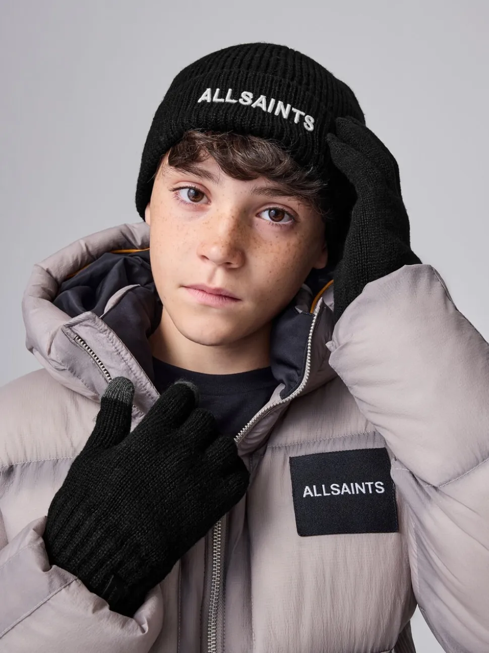 Zwart - smALLSAINTS Logo Beanie and Gloves Set