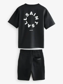 Zwart - smALLSAINTS Tierra set van T-shirt en sweatshorts