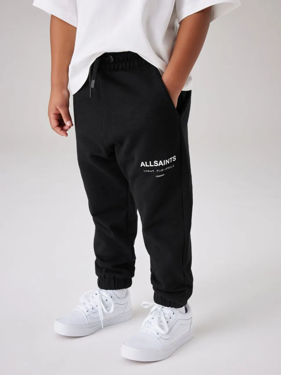 Zwart - smALLSAINTS Underground rechte joggingbroek met omslag van 100% katoen