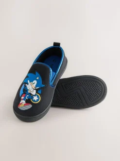 Zwart - Sonic pantoffels met omgevende zool