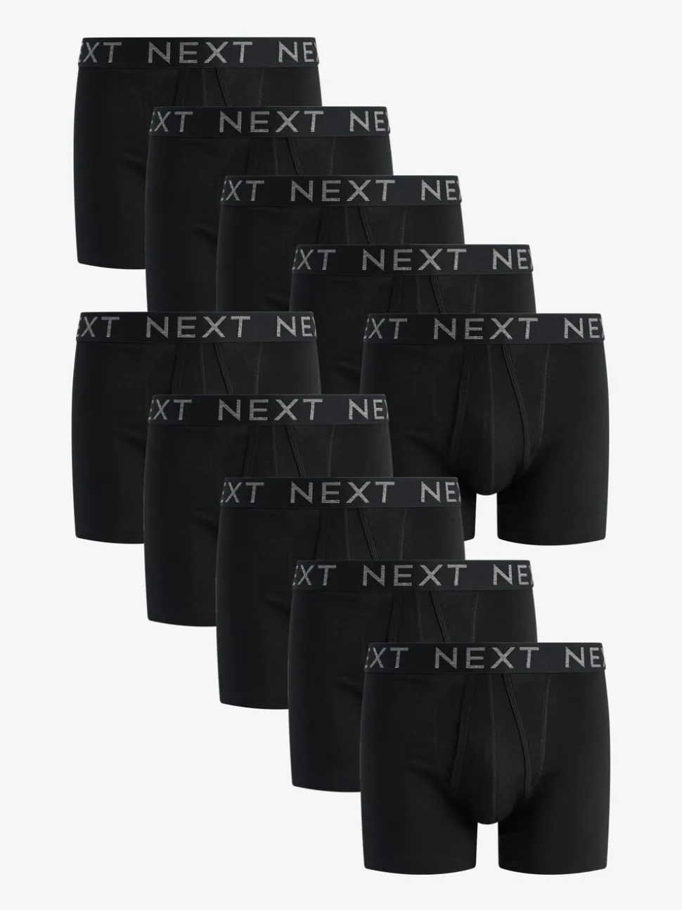 Zwart - Standaard - 10 Boxershorts zonder plooi