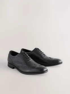 Zwart - Standaard pasvorm - Leren Oxford brogues