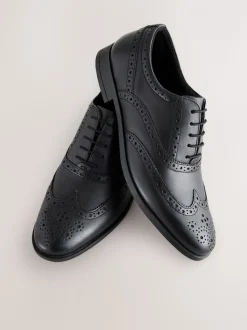 Zwart - Standaard pasvorm - Leren Oxford brogues