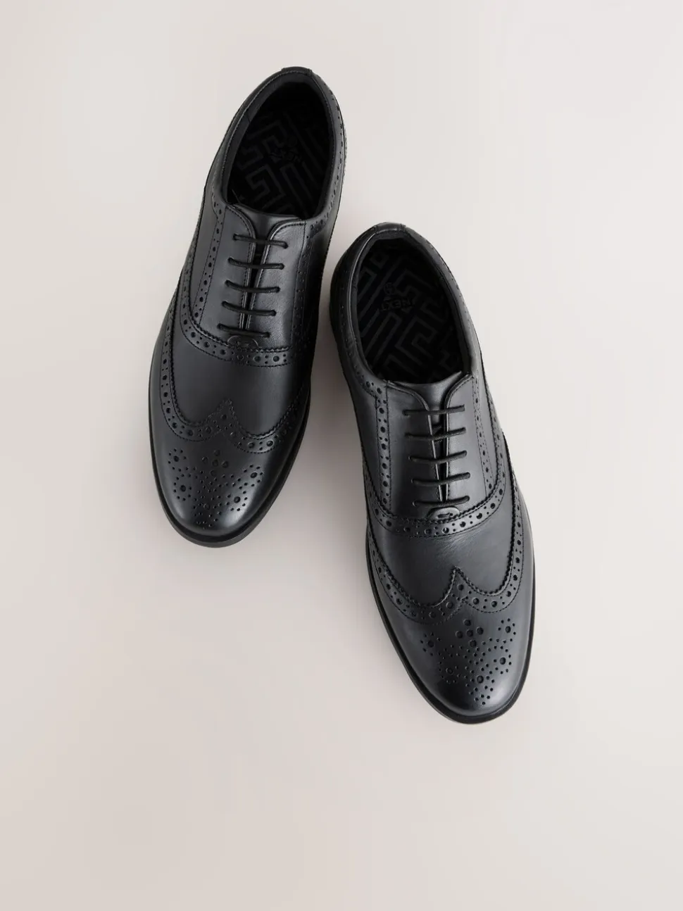 Zwart - Standaard pasvorm - Leren Oxford brogues