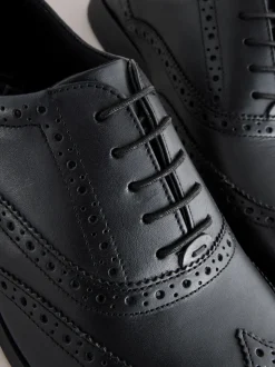 Zwart - Standaard pasvorm - Leren Oxford brogues