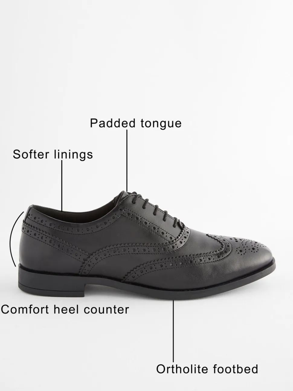 Zwart - Standaard pasvorm - Leren Oxford brogues