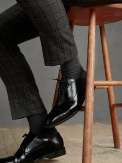 Zwart - Standaard pasvorm - Signature Leather - Oxford schoenen met neusstuk