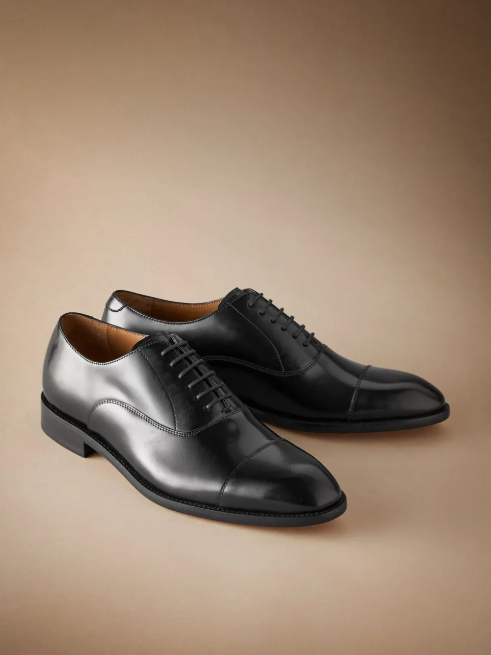 Zwart - Standaard pasvorm - Signature Leather - Oxford schoenen met neusstuk