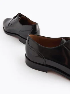 Zwart - Standaard pasvorm - Signature - Derby-schoenen met leren zool