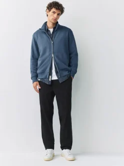 Zwart - Standaard toelopende pasvorm - Pleated Stretch Chinos Trousers With Elasticated Waist