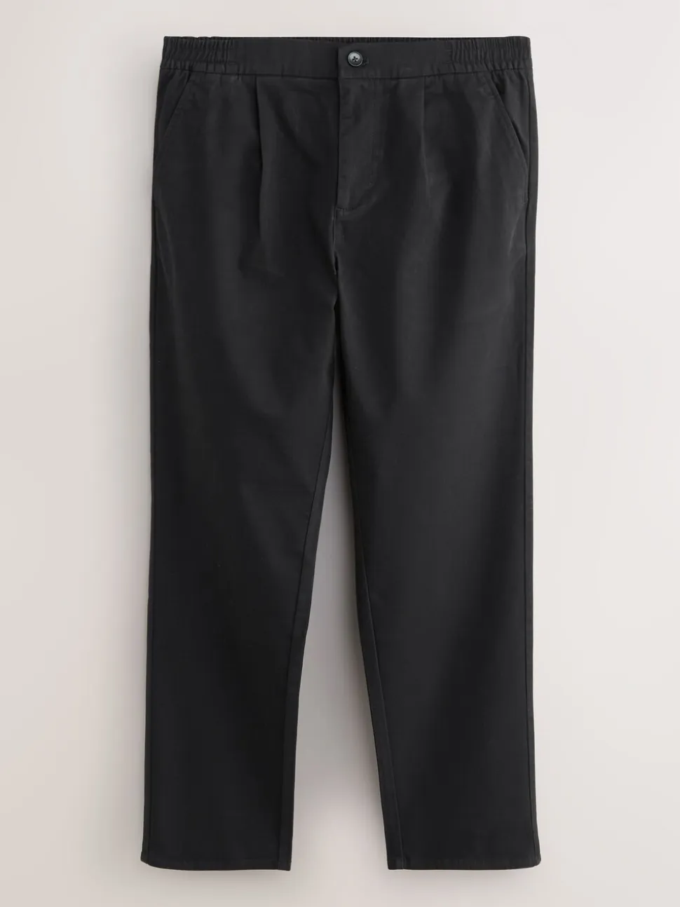 Zwart - Standaard toelopende pasvorm - Pleated Stretch Chinos Trousers With Elasticated Waist