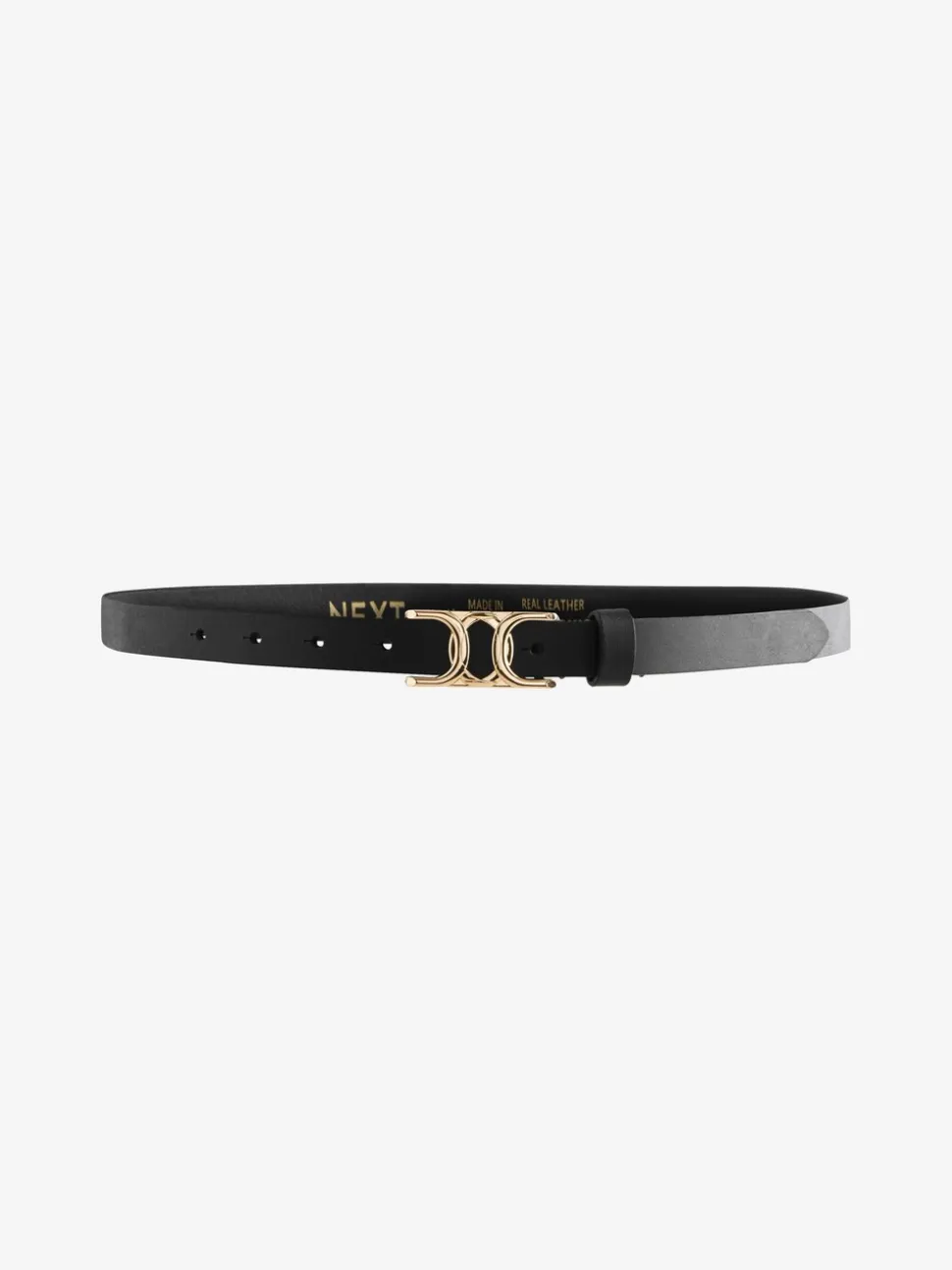 Zwart - Statement, smalle leren riem met gesp