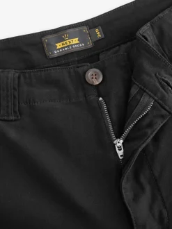 Zwart - Straight fit - Katoenen cargostretchbroek