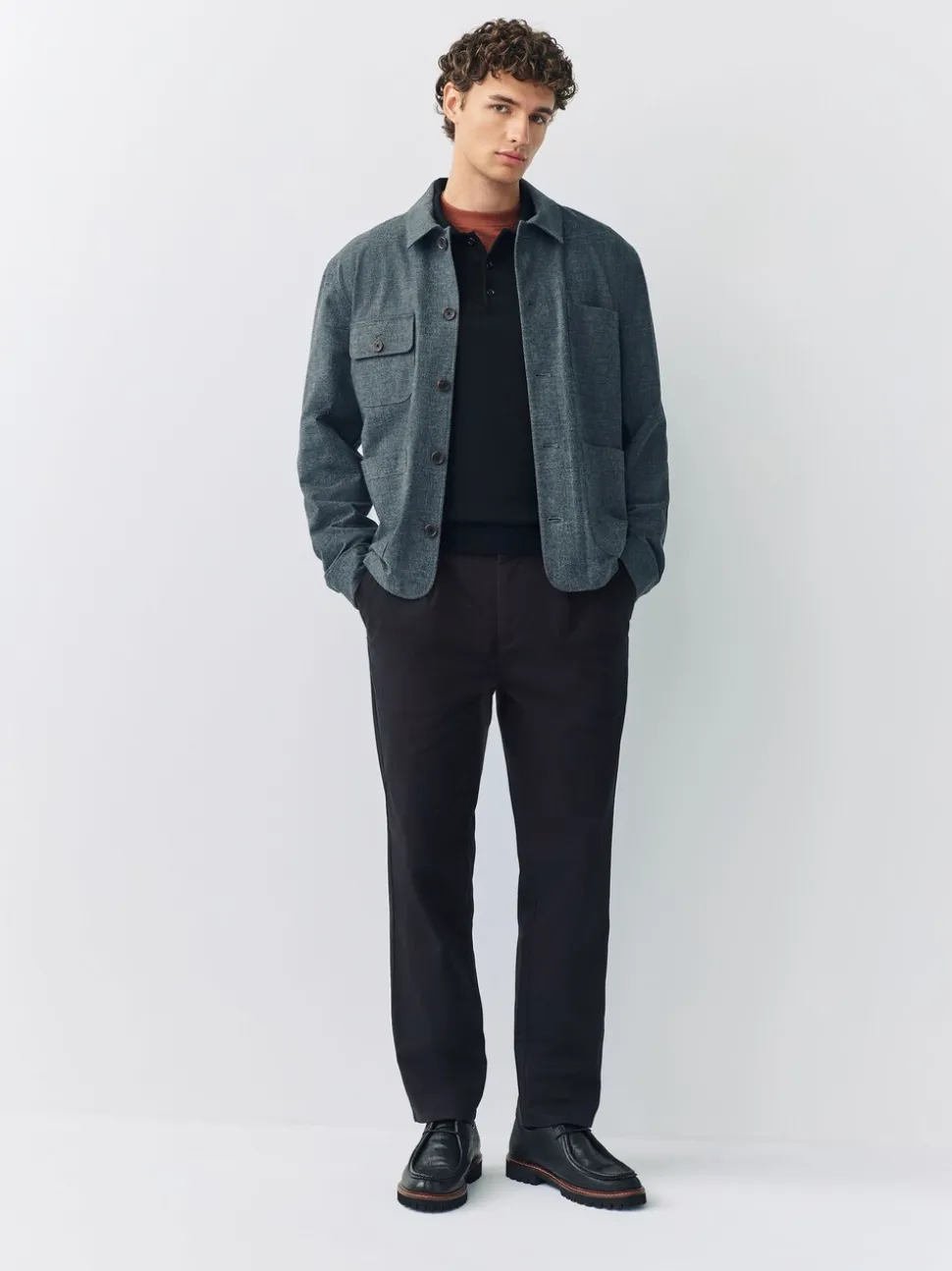 Zwart - Straight fit - Pleated Stretch Chinos Trousers With Elasticated Waist
