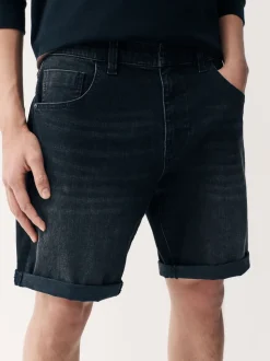Zwart - Straight fit - Stretch denim short