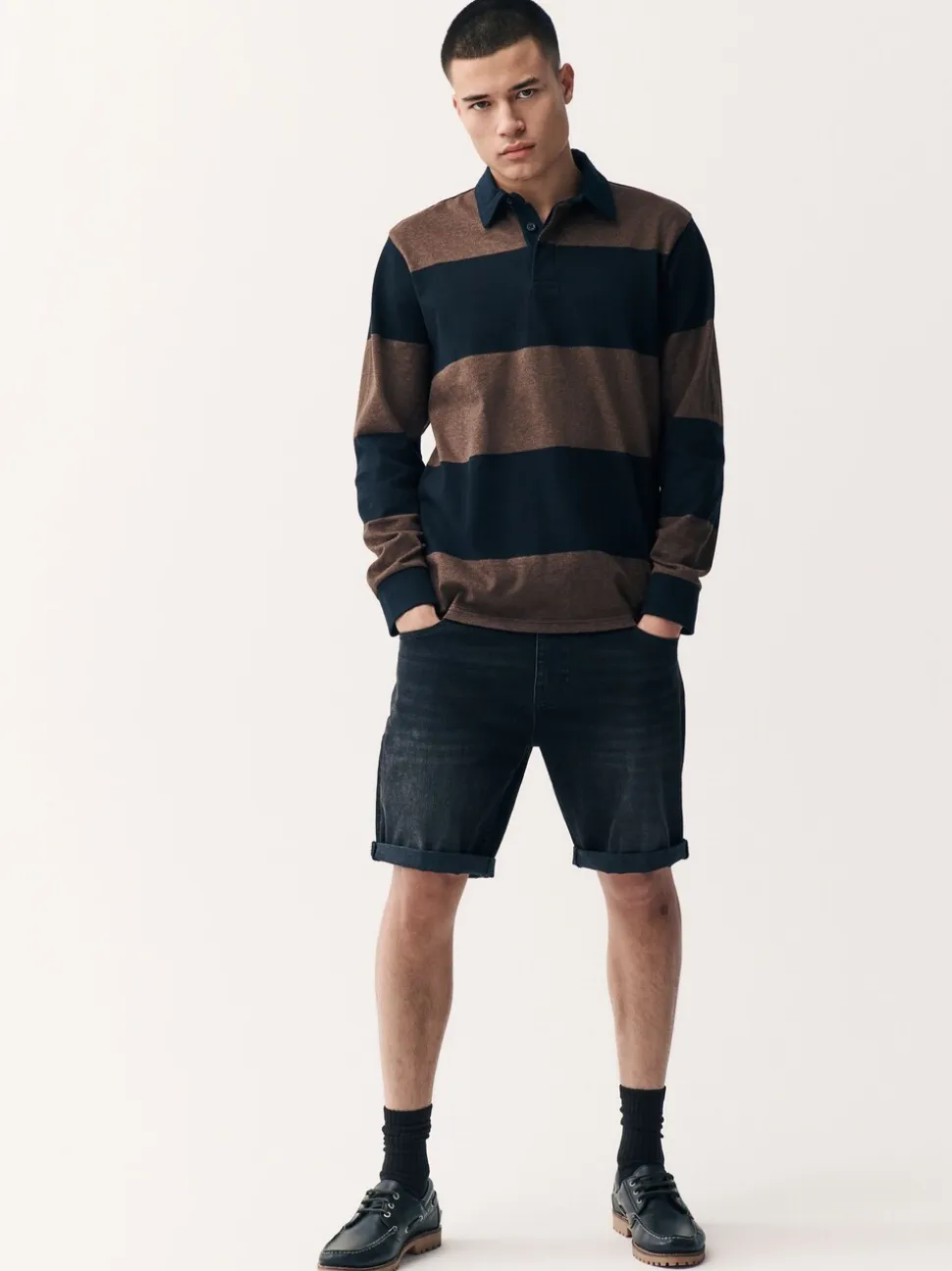 Zwart - Straight fit - Stretch denim short