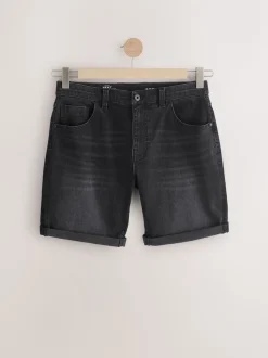 Zwart - Straight fit - Stretch denim short