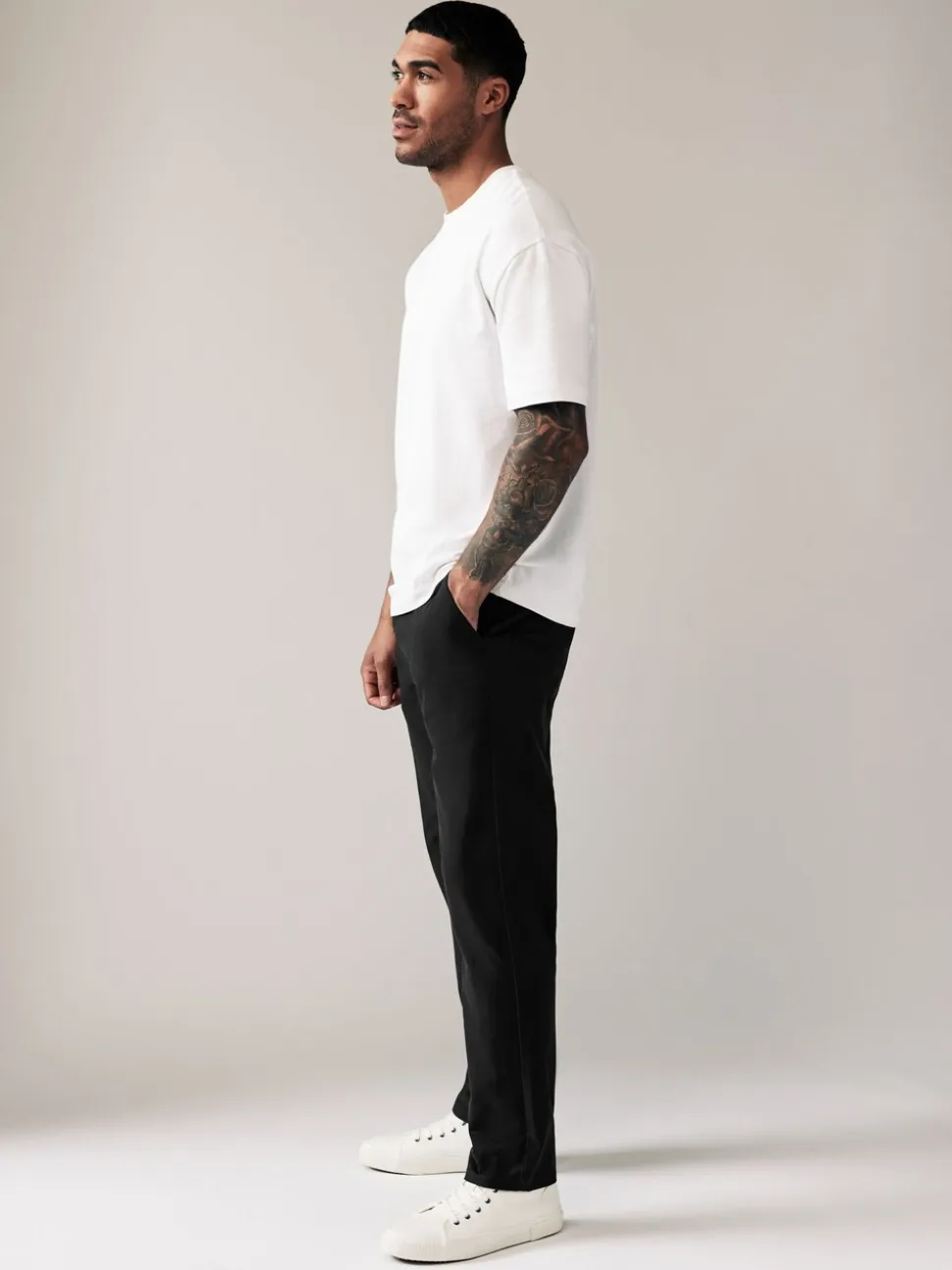 Zwart - Straight fit - Stretchy chino