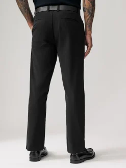 Zwart - Straight fit - Zachte chino met riem