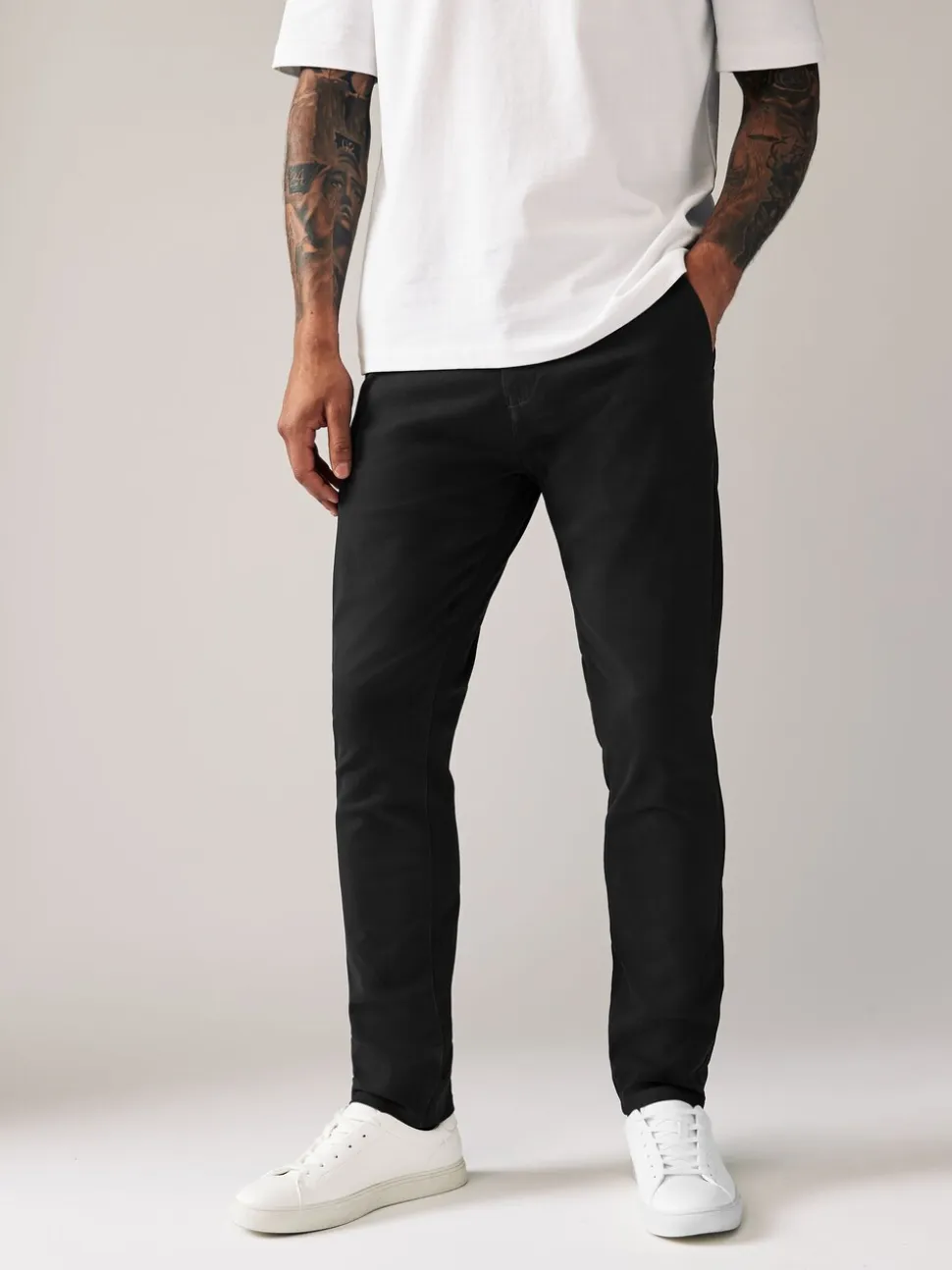 Zwart - Strakke Pasvorm - Stretchy chino