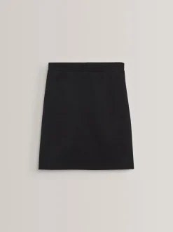 Zwart - Stretchkokerrok van jersey met elastische taille voor senioren (9-18jr)