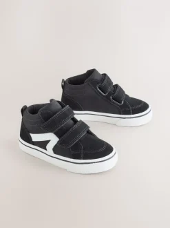 Zwart - Suède hoge sneakers met klittenbandsluiting