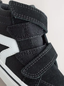 Zwart - Suède hoge sneakers met klittenbandsluiting