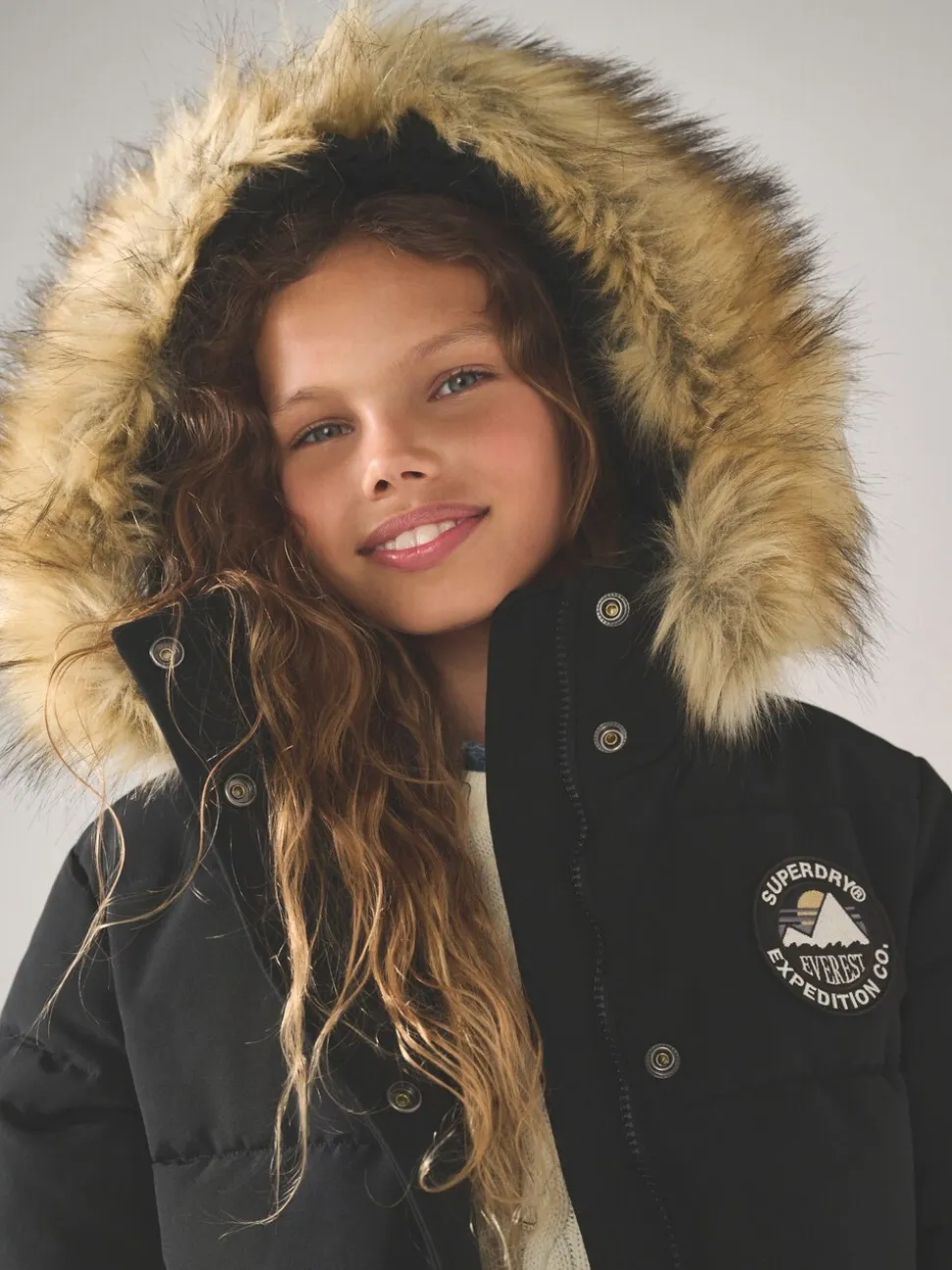 Zwart - Superdry - Everest lange gewatteerde jas