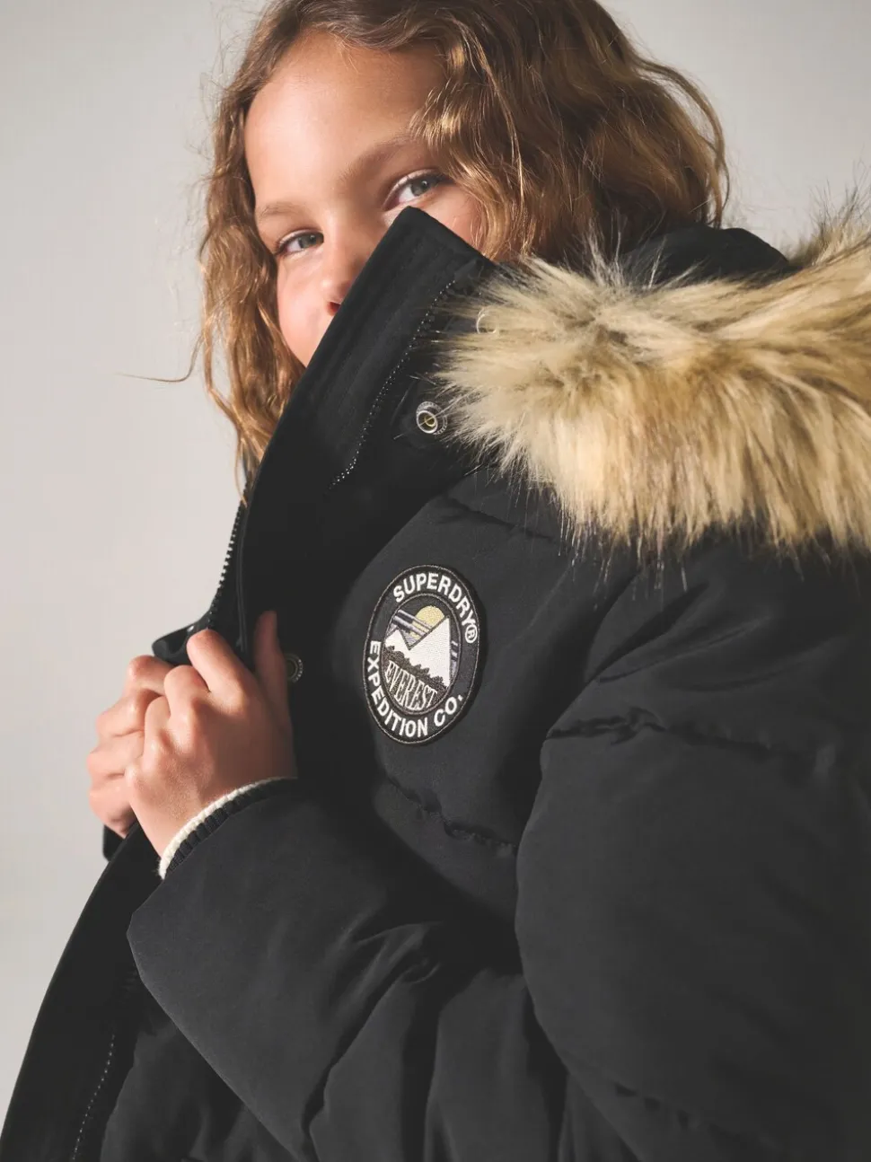 Zwart - Superdry - Everest lange gewatteerde jas