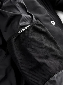Zwart - Superdry - Everest lange gewatteerde jas