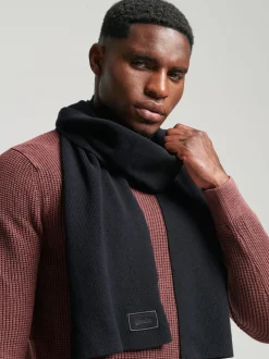 Zwart - Superdry - Gebreide sjaal met logo
