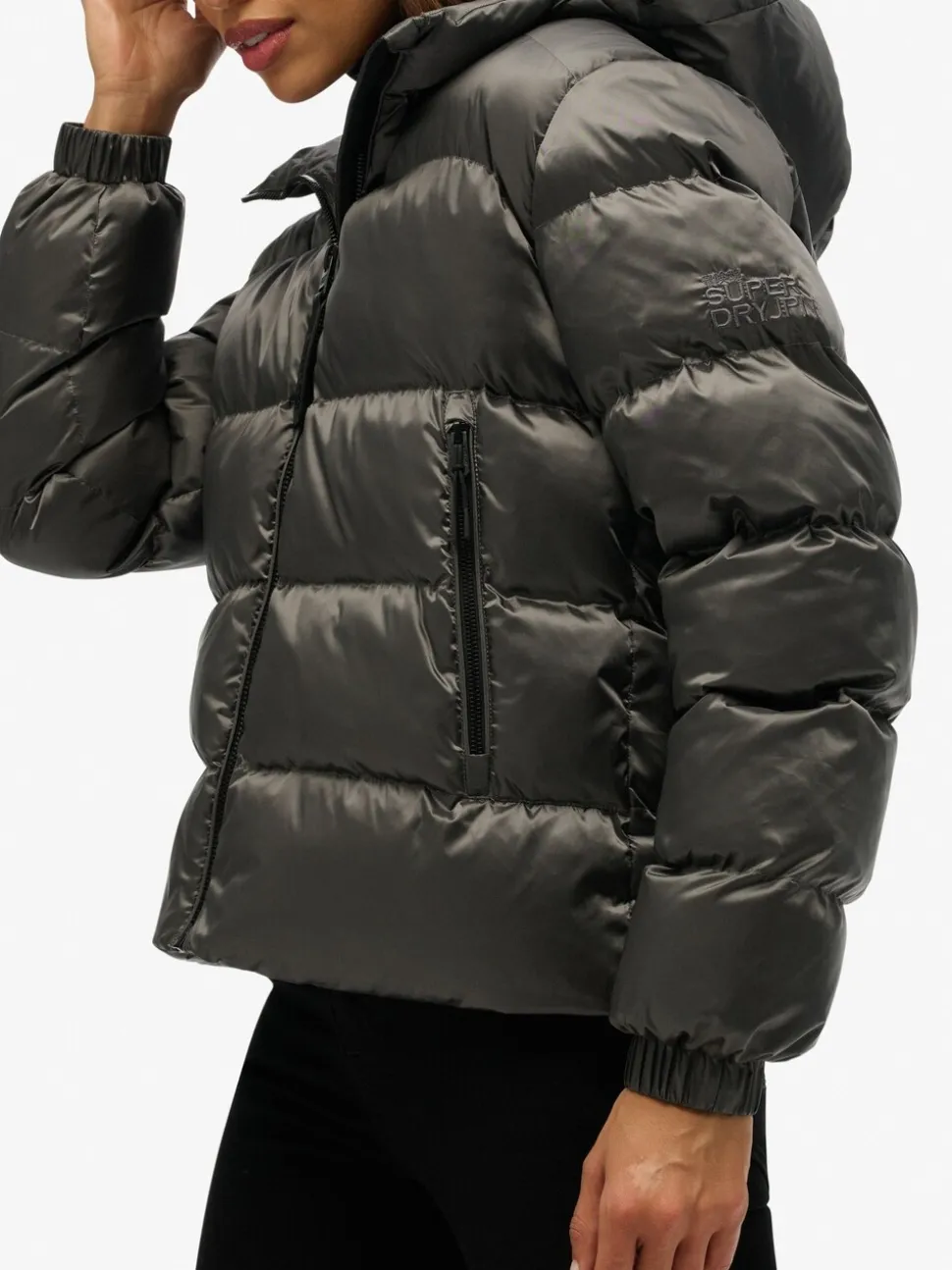 Zwart - Superdry luxe sport pufferjack met capuchon