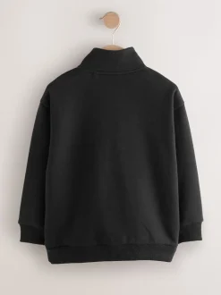 Zwart - Sweatshirt met rits bij de hals (3-16jr)