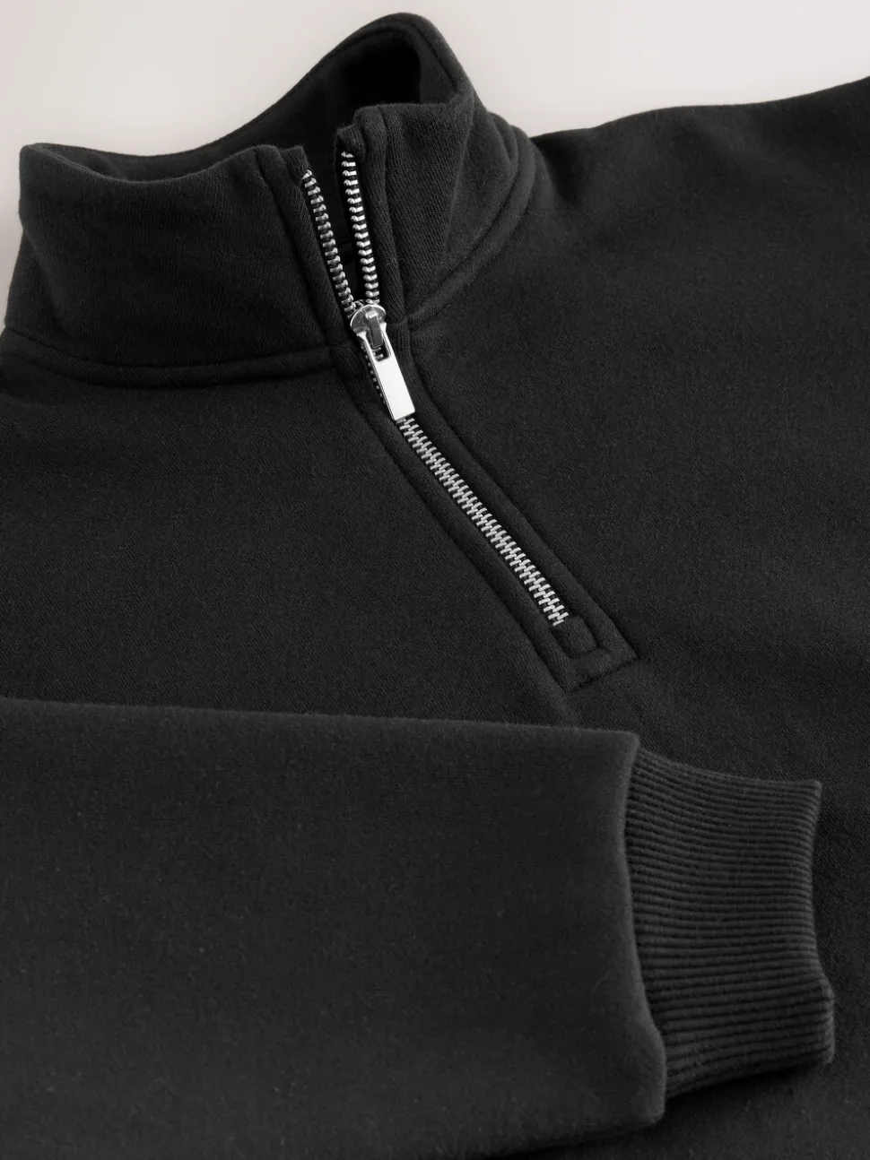 Zwart - Sweatshirt met rits bij de hals (3-16jr)