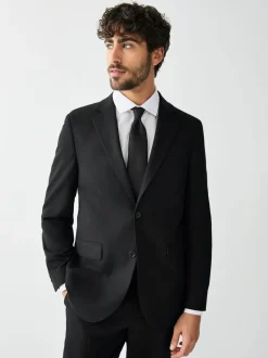 Zwart - Tailored fit - Kostuum met textuur: colbert