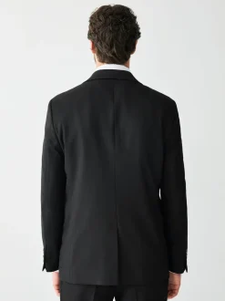Zwart - Tailored fit - Kostuum met textuur: colbert